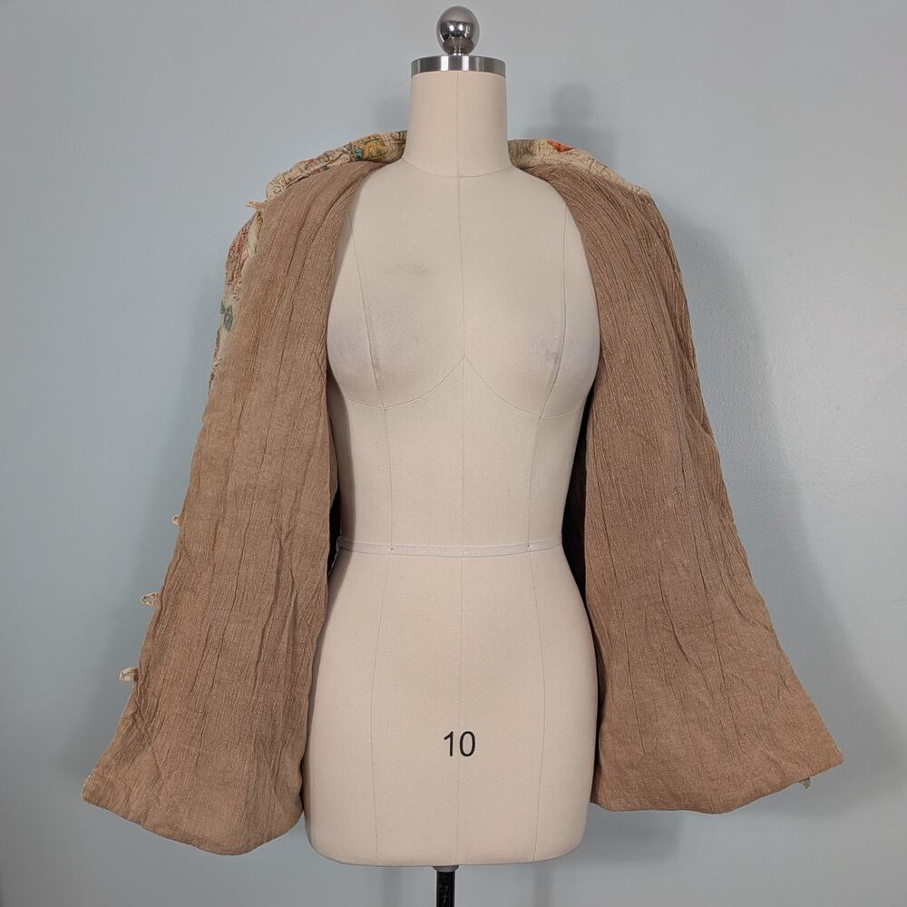 Patchwork Elephant Jacket Coat L Brown Boho Indie… - image 5